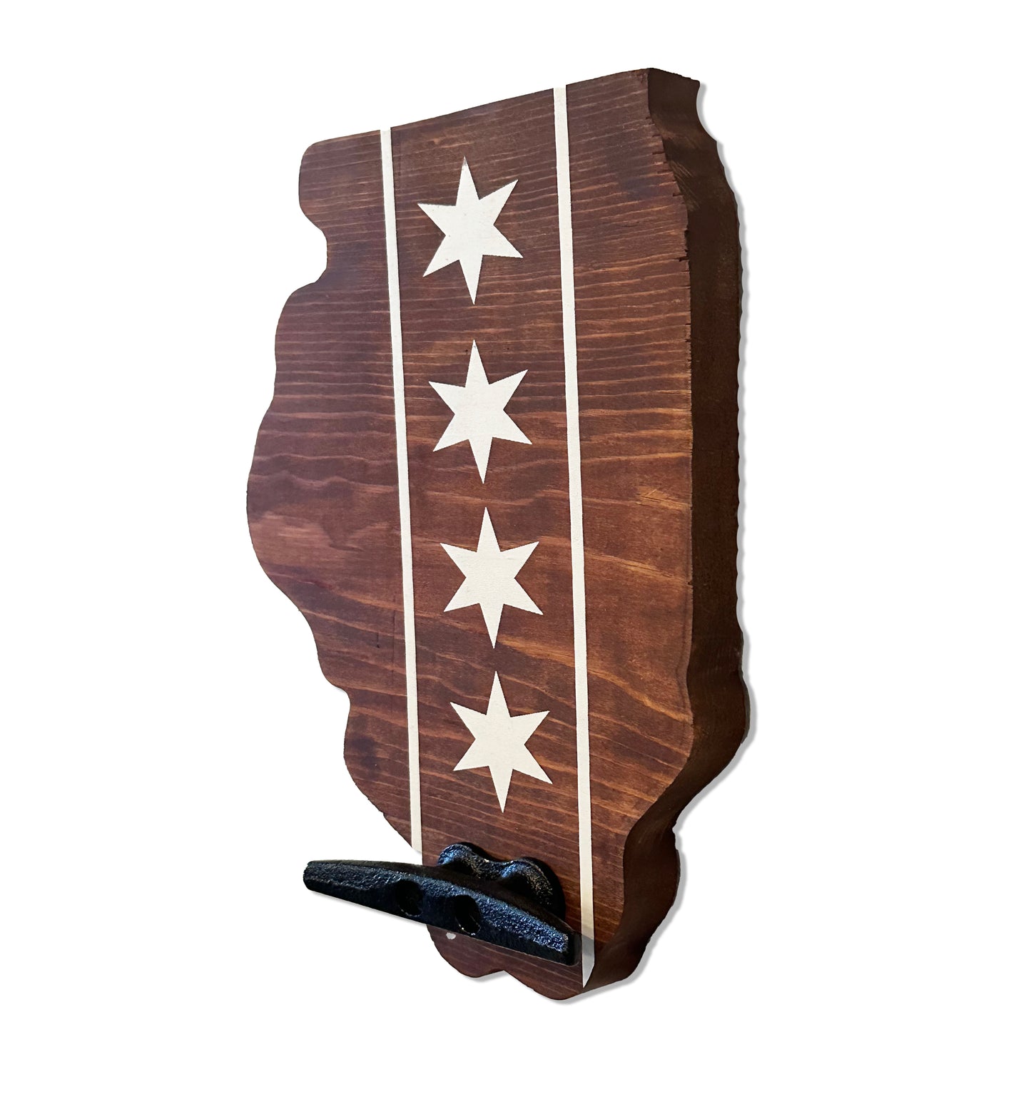 ILLINOIS STATE CUT CHICAGO FLAG w/ HANGING CLEAT