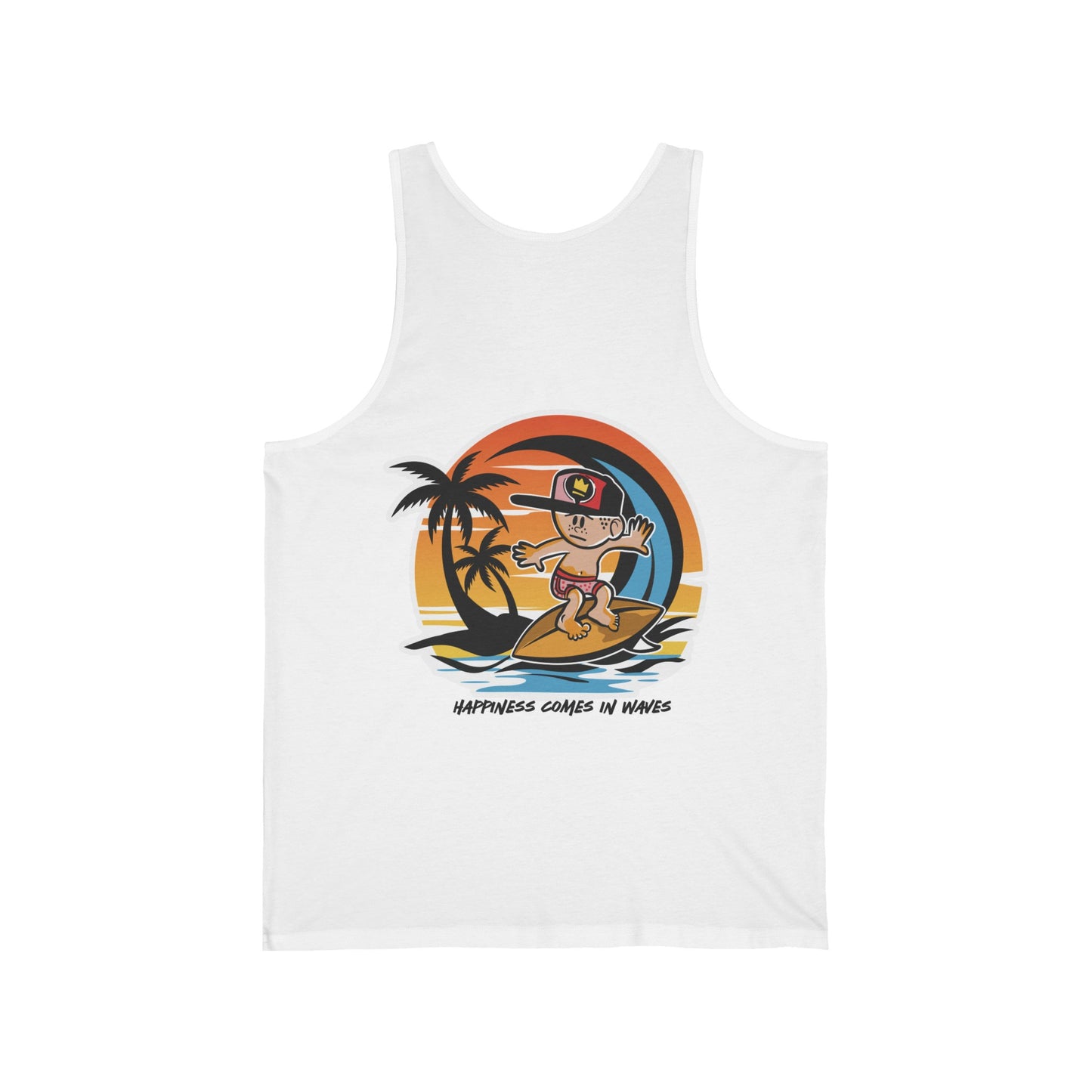 HAPPINESS COME IN WAVES UNISEX TANK TOP