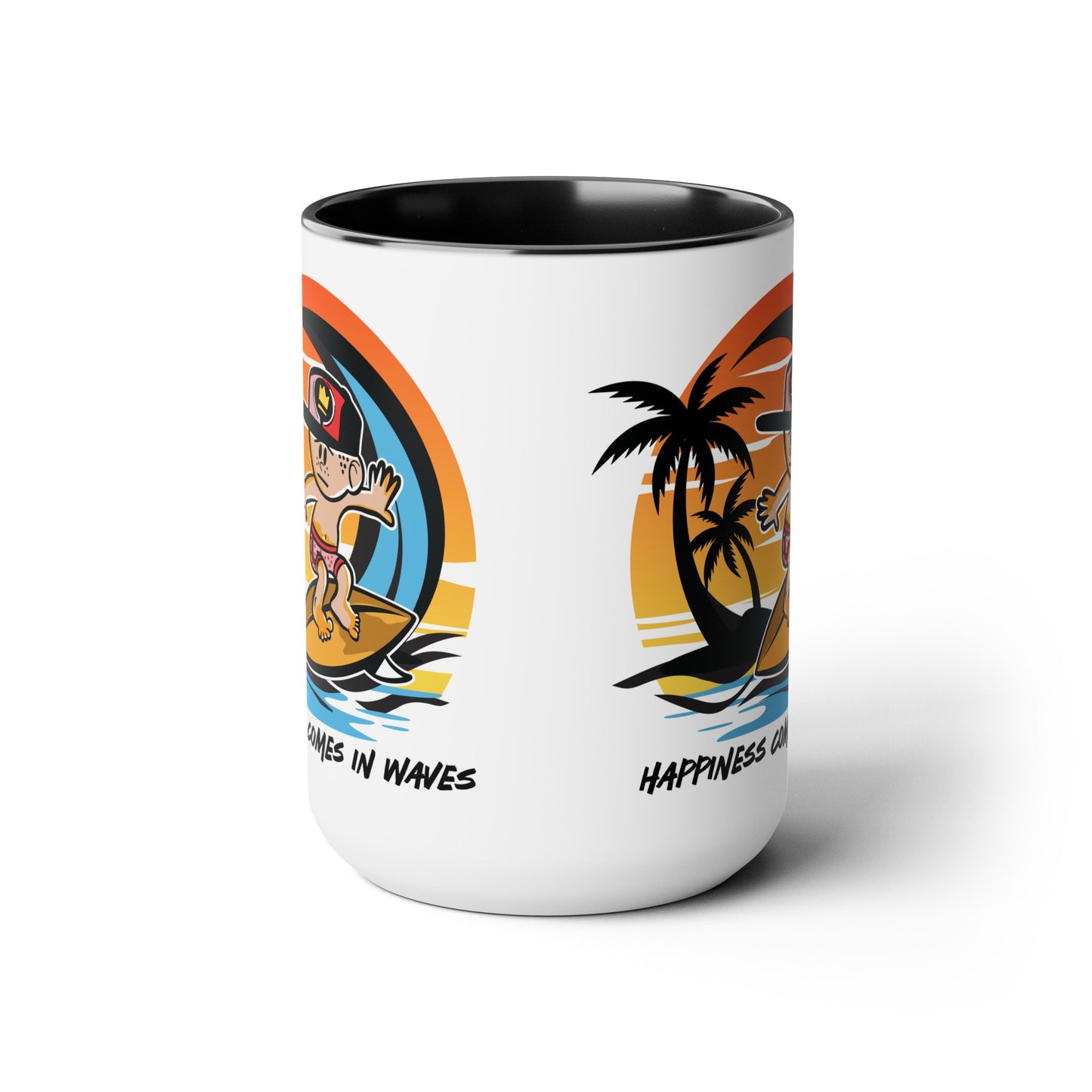 HAPPINESS COMES IN WAVES COFFEE MUG