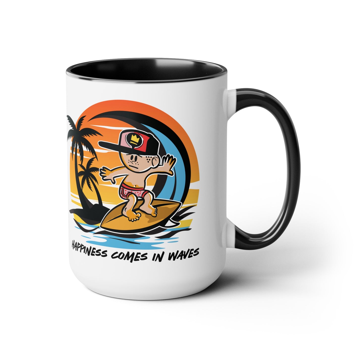 HAPPINESS COMES IN WAVES COFFEE MUG